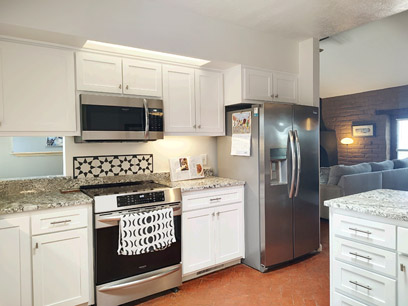 Kitchen with fridge